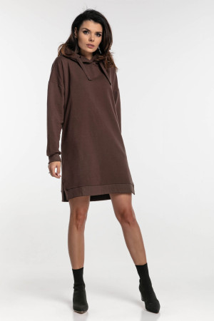 Sukienka dresowa z kapturem Ever/Czekolada - Dolce Sonno