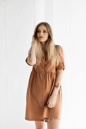 Koszula nocna ciążowa i do karmienia z rękawem 3/4 Paris/ Karmel - Dolce Sonno