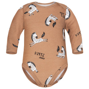 Body z długim rękawem dla dzieci Funny Zebra Beż - Dolce Sonno