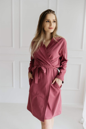 Szlafrok bawełniany z długim rękawem Ciara/Malaga - Dolce Sonno