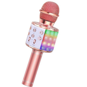 BEZPRZEWODOWY MIKROFON KARAOKE GŁOŚNIK BLUETOOT LED