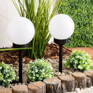 ZESTAW 2x SOLARNA LAMPA OGRODOWA BIAŁA KULA LED