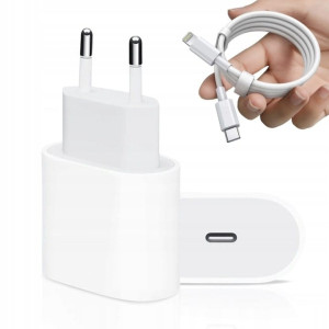 SZYBKA ŁADOWARKA USB-C 20W KOSTKA + KABEL PRZEWÓD DO IPHONE 1M