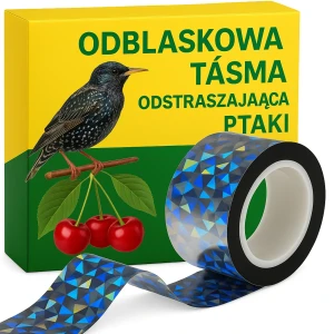 TAŚMA NA PTAKI ODBLASKOWA ODSTRASZAJĄCA NA DRZEWA KRZEWY