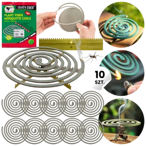 ZESTAW 10 SZTUK SPIRALE ŚRODEK ODSTRASZACZ NA KOMARY MUCHY MUSZKI