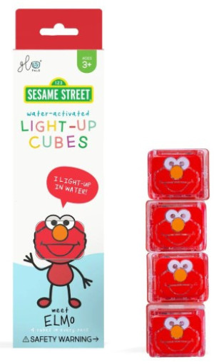Glo Pals Glo Pals, Kostki sensoryczne świecące w wodzie Elmo Ulica Sezamkowa - zabawka kąpielowa 