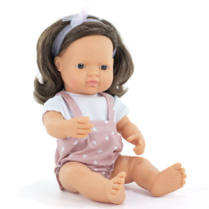Miniland Lalka dziewczynka Europejka 38 cm | Brązowe włosy 