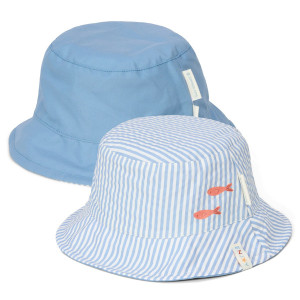 Little Dutch Little Dutch Dwustronny kapelusz przeciwsłoneczny Stripes Ocean Blue - rozm. 2 