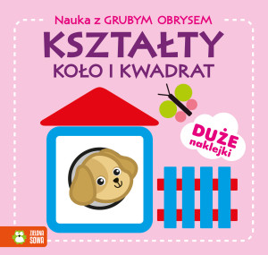 Zielona Sowa Nauka z grubym obrysem. Kształty: koła i kwadraty 