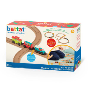 Battat All Aboard – kolejka z torami i znakami 29 el., magnetyczne wagony, zabawka dla dzieci 2+ 