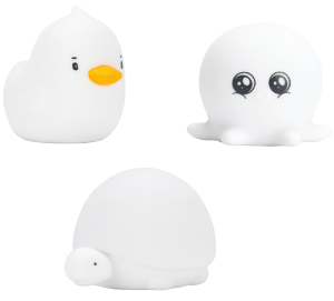 Rabbit&friends 3 mini silikonowe lampki wodne, białe 