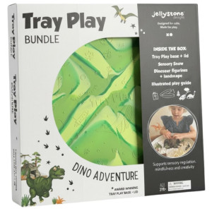 Jellystone Jellystone, Zestaw sensoryczny Świat dinozaurów, tacka + figurki + śnieg sensoryczny 