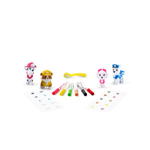Crayola Crayola Figurki do malowania i mycia - zestaw zwierzątka 4 szt., flamastry zmywalne 6 szt., szczoteczka, naklejki Washimals Psi Patrol 3+ 