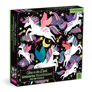 Mudpuppy Mudpuppy Puzzle rodzinne świecące w ciemności Jednorożce 300 elementów 