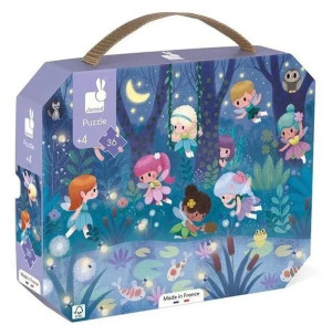 Janod Janod Puzzle w walizce Wróżki i lilie wodne 36 elementów 4+ Made in France 