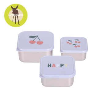 Lassig Lassig Pojemnik na przekąski snackbox ze stali nierdzewnej 3 szt. Happy Fruits Cherry 