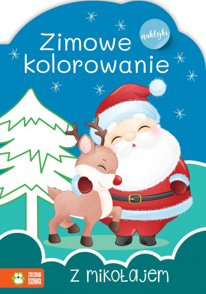 Zielona Sowa Zimowe kolorowanie z Mikołajem 