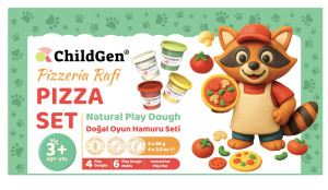 Childgen ChildGen, PAW PALS Pizzeria Rafi zestaw kreatywny 4 ciastoliny, foremki, mata 