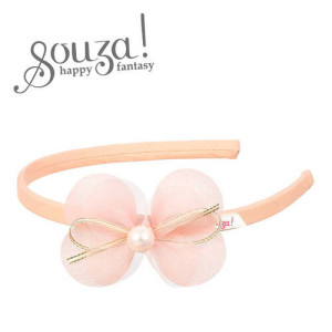 Souza! Opaska z kwiatem i perłą jasnoróżowa, lotus 