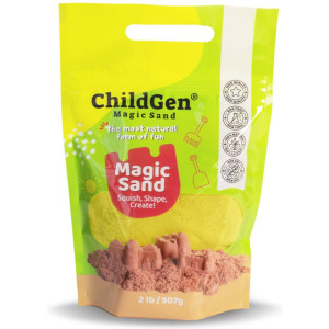 Childgen ChildGen, Piasek kinetyczny 100% NATURALNY SKŁAD, opakowanie re-fill uzupełniające 907g, kolor żółty, pachnący 