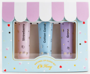 Oh Flossy Oh Flossy, Zestaw 3 naturalnych pomadek nawilżających, błyszczyków 