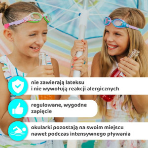 Aqua2ude Okulary do pływania dla dzieci, Uroczy jednorożec, turkus, 3+ 
