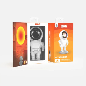 Mobility On Board Lampka projekcyjna, astronauta, pomarańczowy zachód słońca 