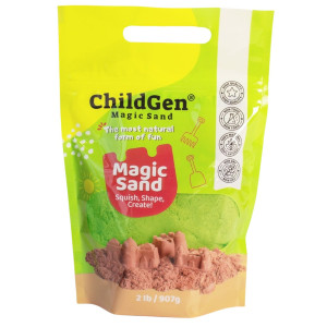 Childgen ChildGen, Piasek kinetyczny, 100% NATURALNY SKŁAD, opakowanie re-fill uzupełniające 907g, kolor zielony 