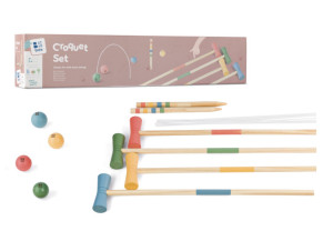 Bs Toys BS Toys, Krokiet Drewniana Gra Ogrodowa dla Dzieci 2-4 graczy, Krykiet 3+ 
