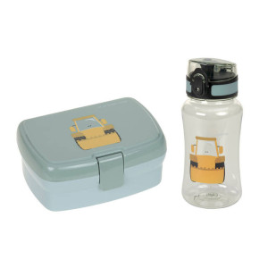 Lassig Lassig Zestaw na lunch Lunchbox + Tritanowa butelka - bidon 460 ml Tiny Drivers Spychacz 