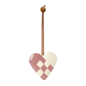 Maileg Dekoracja bożonarodzeniowa - Metal ornament, Braided heart - Light purple 