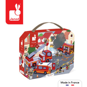Janod Puzzle w walizce - Strażacy 