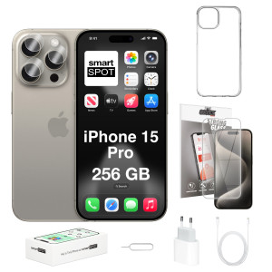 iPhone 15 Pro 256GB ZESTAW 7w1 Tytan naturalny