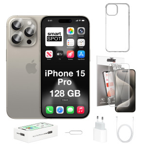 iPhone 15 Pro 128GB ZESTAW 7w1 Tytan naturalny