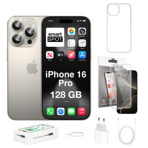 iPhone 16 Pro 128GB 100% kondycji baterii ZESTAW 7w1 128 GB Tytan naturalny