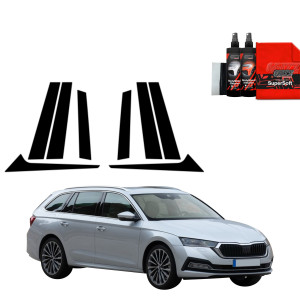 8w1 Czarna folia na słupki do Skoda Octavia 4 Kombi (2019-2024)
