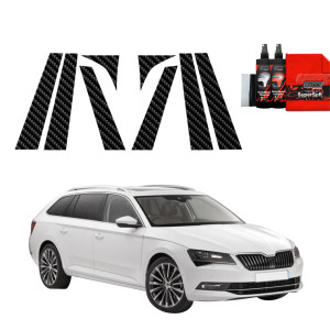 8w1 Folia karbonowa na słupki do Skoda Superb 3 Combi (2015-2019)