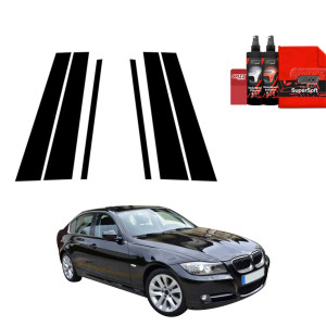 6w1 Czarna folia na słupki do BMW 3 E90 Sedan LCI (2008-2012)