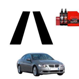 2w1 Czarna folia na słupki do BMW 3 E92 Coupe Pre-LCI (2006-2010)