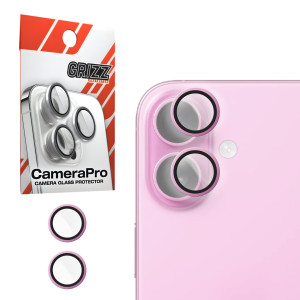 Szkło na aparat z ramką do Apple iPhone 16 Plus Pink GRIZZ