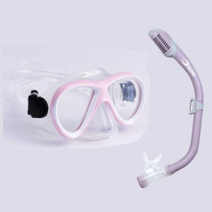 Cyklop Och Snorkel Barn Calypso Rosa/vit Med Dry Top 7-14 År Soak