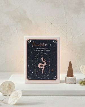 Kadzidełka stożkowe bursztyn i oud Moondust Spell + mini podstawka