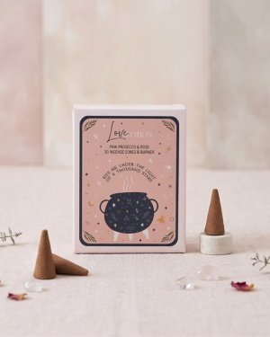 Kadzidełka stożkowe różowe prosecco i róże Love Potion + mini podstawka