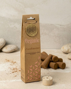 Organic - Naturalne kadzidełka stożkowe z olejkami Frankincense + podstawka