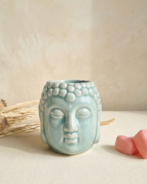 Ceramiczny kominek zapachowy Głowa Buddy - niebieski