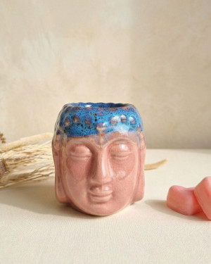 Ceramiczny kominek zapachowy Głowa Buddy - różowy