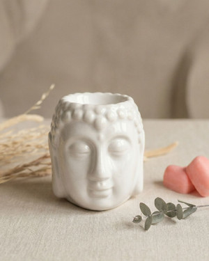 Ceramiczny kominek zapachowy Głowa Buddy - biały