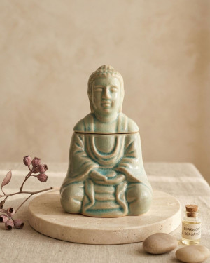 Ceramiczny kominek zapachowy siedzący BUDDA - turkus