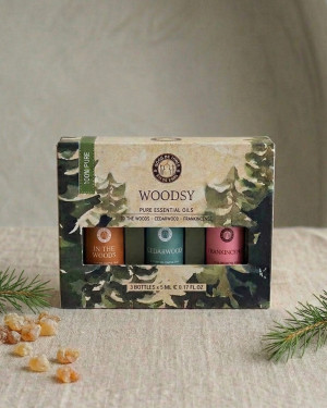 Zestaw naturalnych olejków eterycznych w pudełku - Woodsy