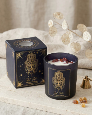 Świeca sojowa manifestacyjna Good Fortune – Paczula & pomarańcza